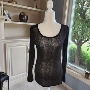 Express Black Leopard Sheer Print Top